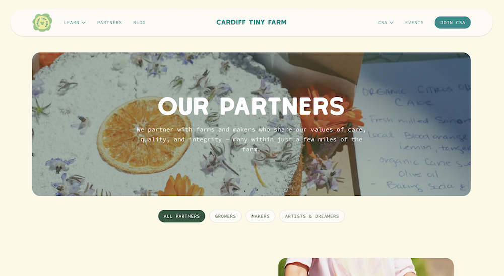 Partner profiles on the Cardiff Tiny Farm website